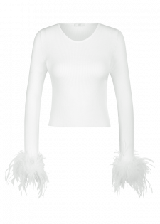 PULLOVER WITH OSTRICH FEATHERS
